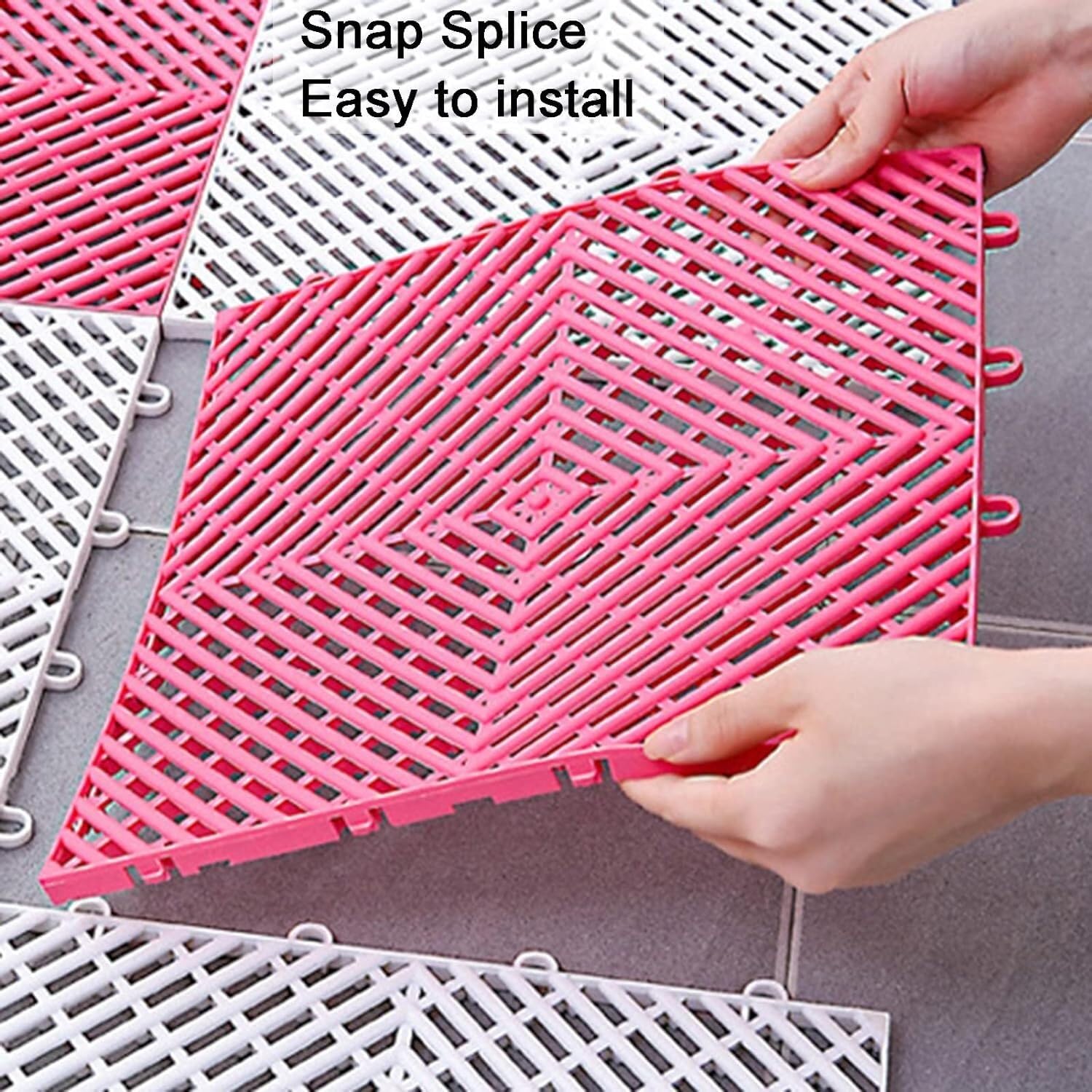Blokująca Mata Drenażowa TPE, Antypoślizgowe Płytki Podłogowe W Łazience(Green+white,12pcs)