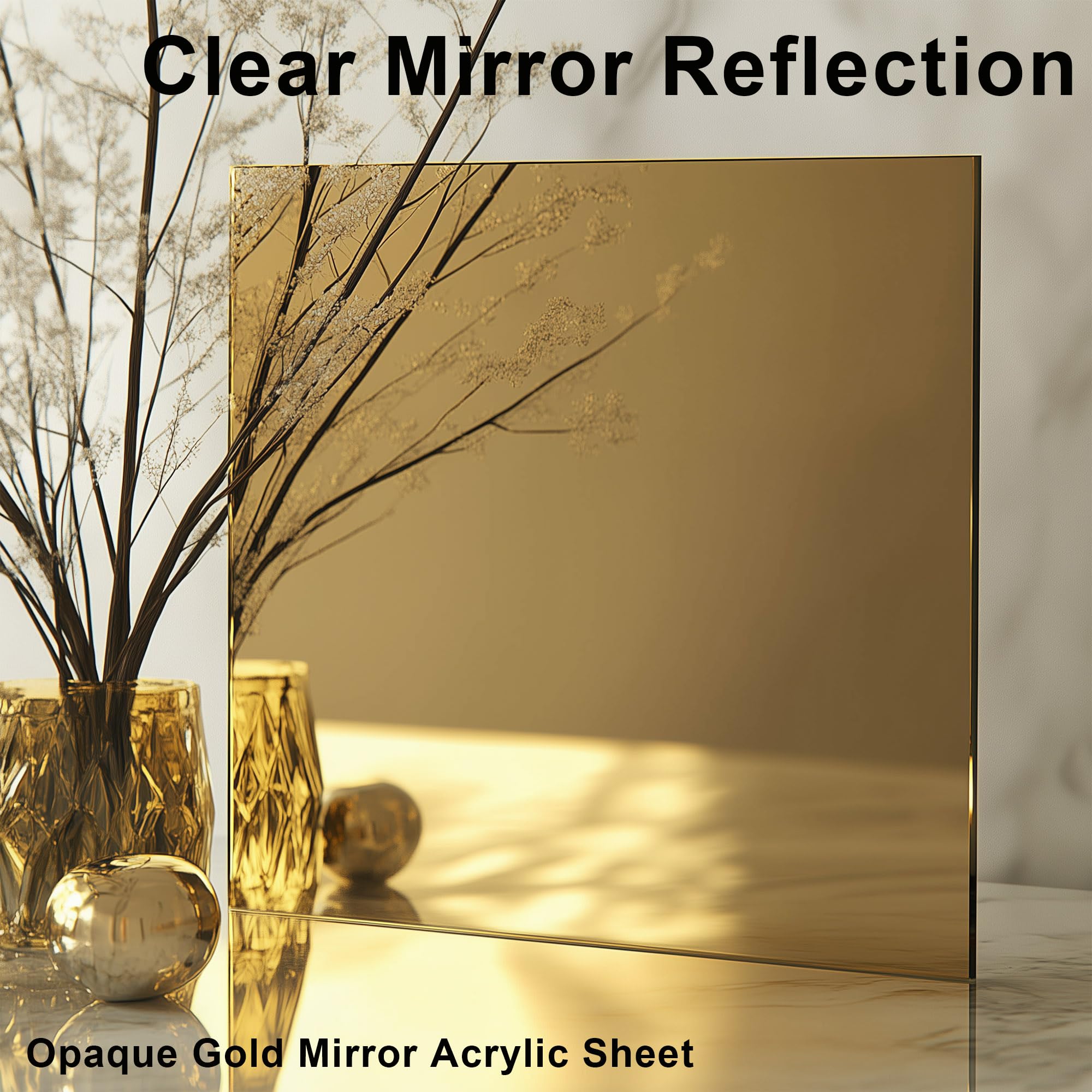 Gold Mirror Acrylic Sheets - 12x12 Inch Reflective Sheets -3