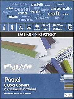 Daler-Rowney Murano 160 gsm 16 x 12in Pastel Paper Pad, Honeycomb Texture, Glued 1 Side, Cotton Content, 30 Cool Colours Sheets, Ideal for Professional Artists