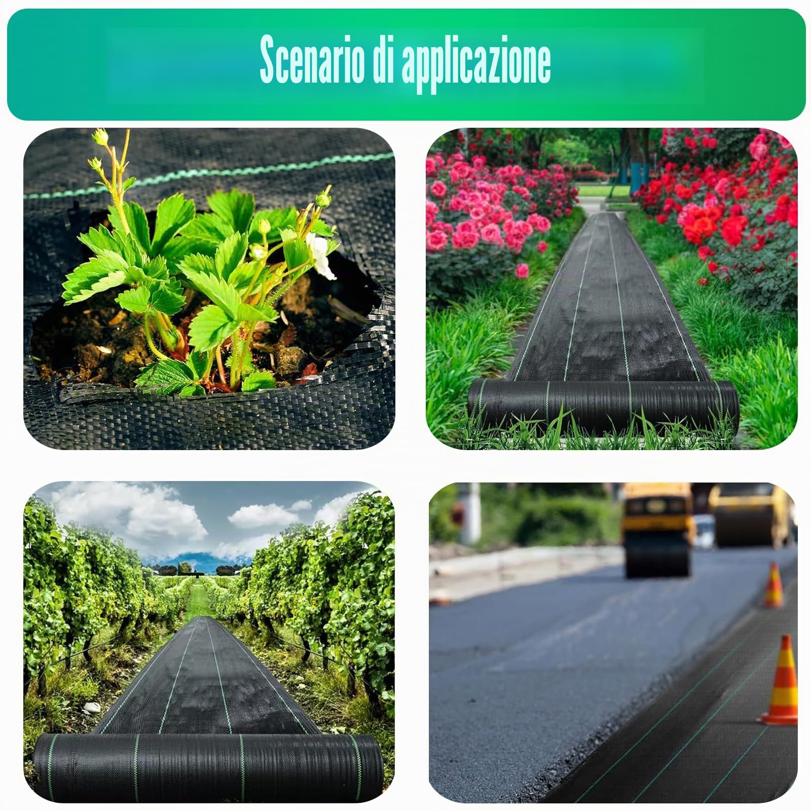 Telo Pacciamatura 100g/m²,Pellicola per Erbacce da Giardino, permeabile all'Acqua, Resistente agli Strappi, con griglia e Resistente ai Raggi UV, per Orto, Giardino,Nero (30m² (2m x 15m))