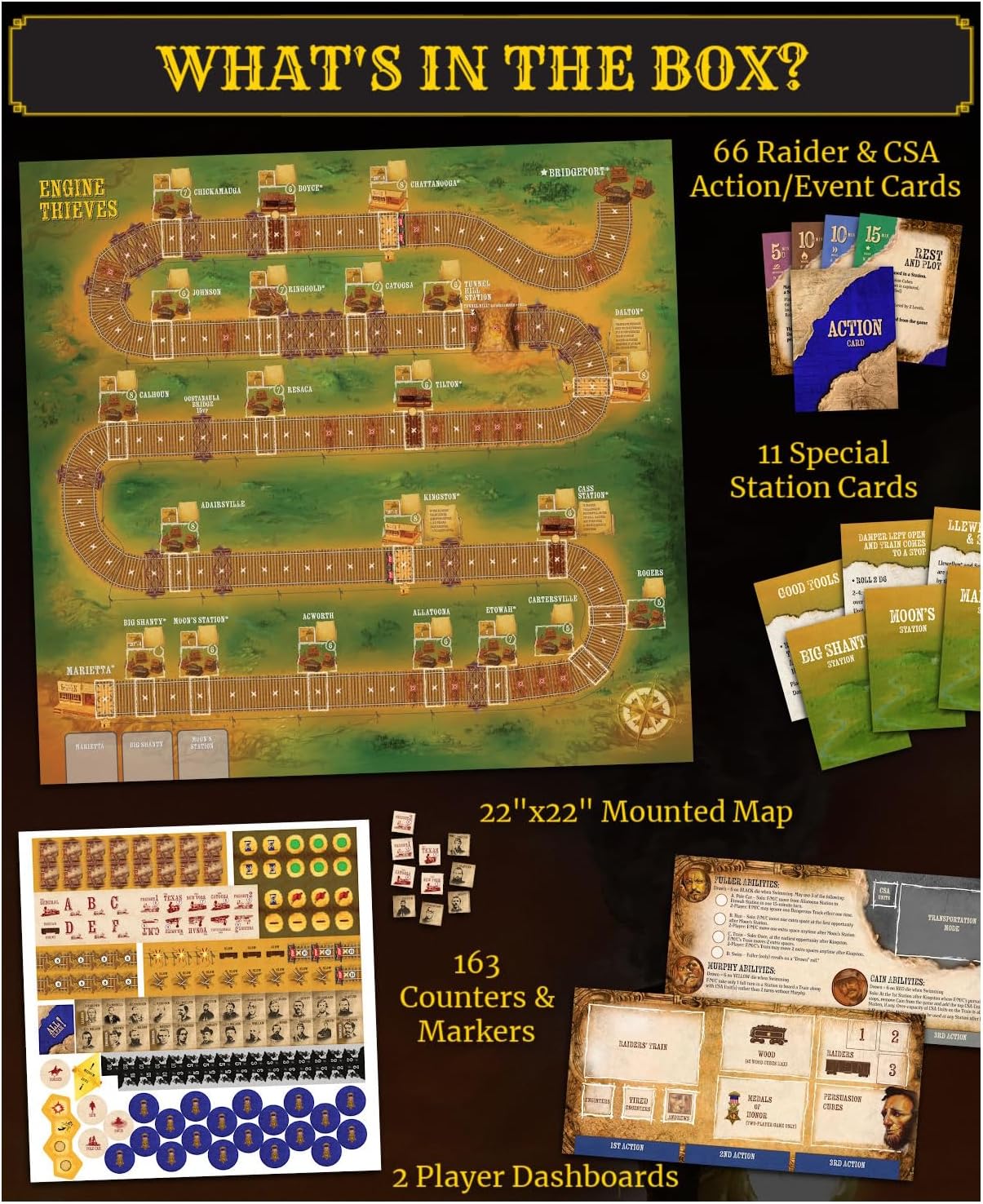 Compass Games Engine Thieves: The Great Locomotive Chase Board Game, for Adults 18+
