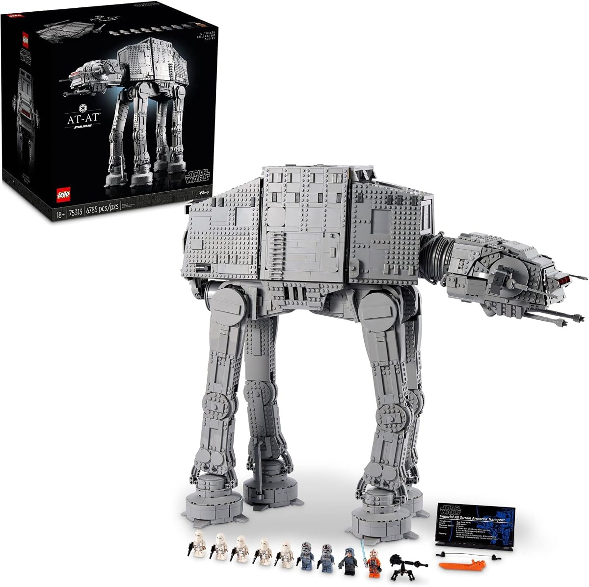 Star Wars at-at Walker 75313 Modelo para construir: conjunto coleccionable para adultos, conjunto definitivo de construcción y exhibición, 9 minifiguras que incluyen al general Veers, Luke Skywalker, soldados de nieve y conductores at-at