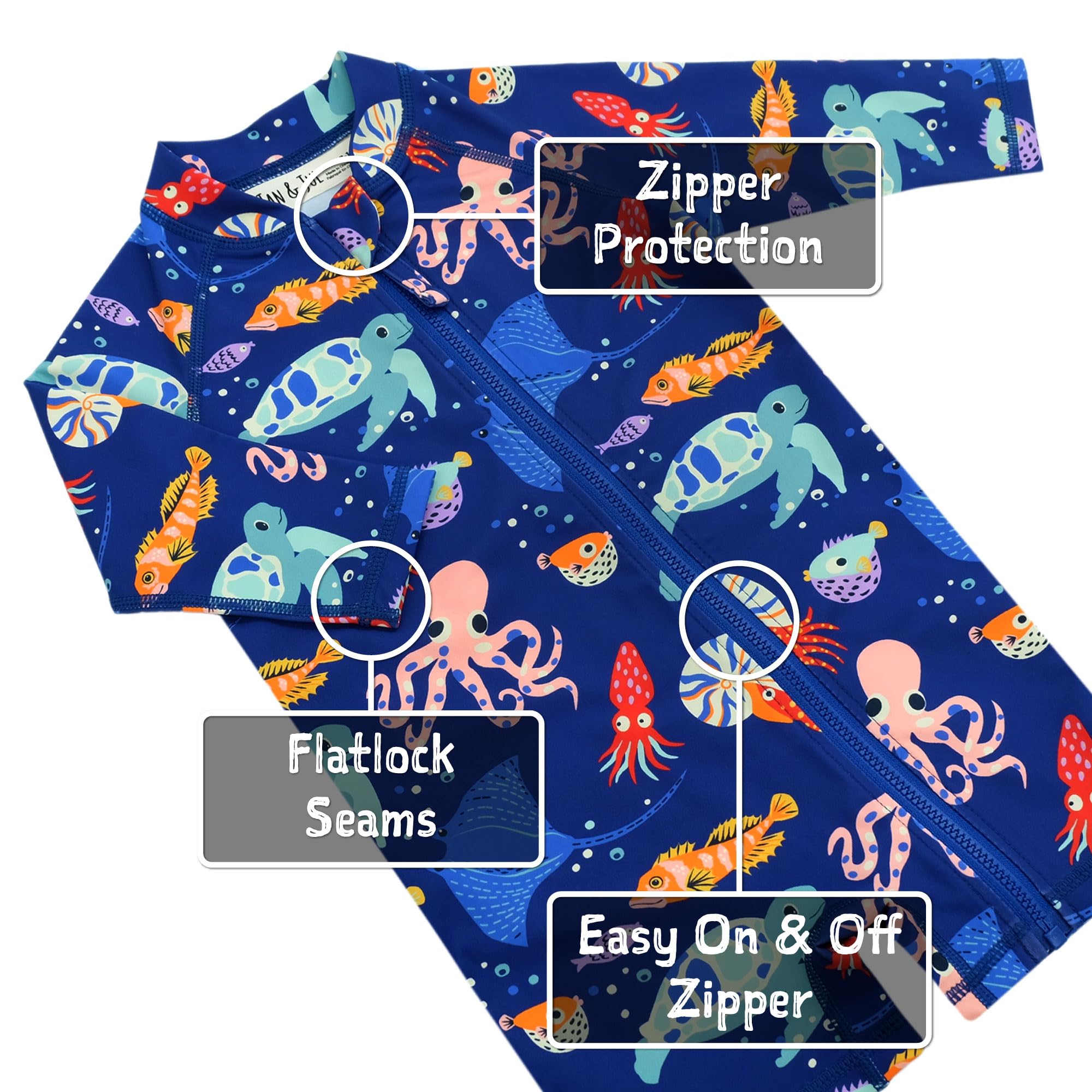 Jan & Jul Rashguard monoblocco per bambini con protezione UV per ragazzi e ragazze, Gioco di balene, 12-18 Mesi