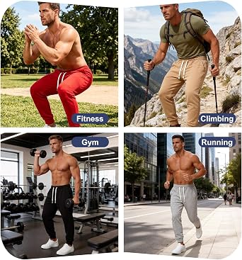 5 Pack Jogger Sweatpants for Men Lightweight Athleisure Casual Gym Workout Jogging Pants with Pockets 2026