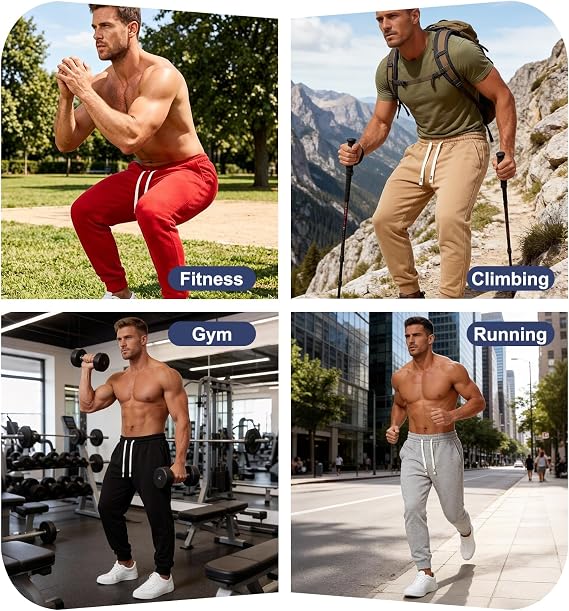 5 Pack Jogger Sweatpants for Men Lightweight Athleisure Casual Gym Workout Jogging Pants with Pockets 2026