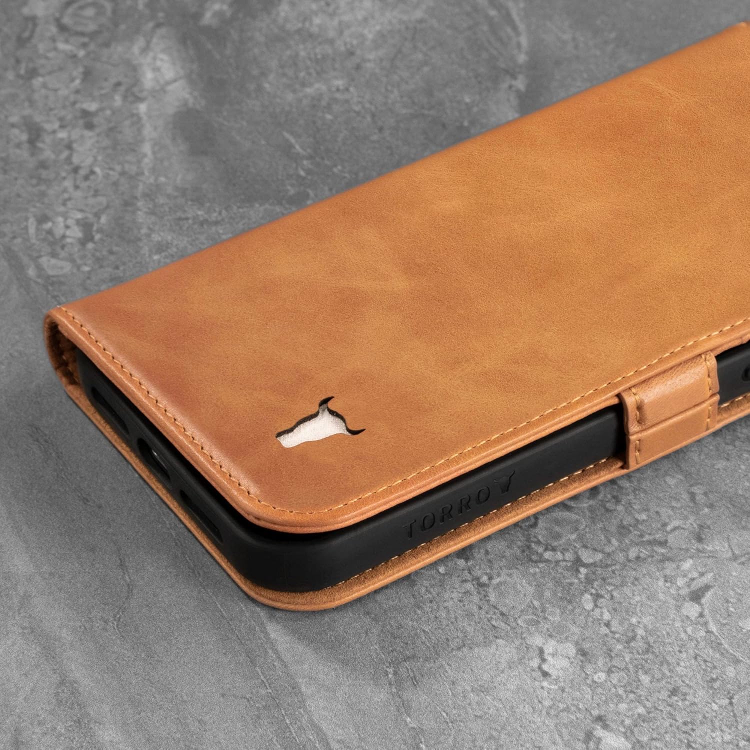 TORRO Case Compatible with iPhone 13 – Premium Leather Wallet Case with Kickstand and Card Slots (Tan)