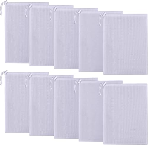 Paquete de 10 bolsas de malla fina con cable de tracción y bloqueo, para aspiradora, suministro de piscina, bolsa de vacío de chorro de piscina para