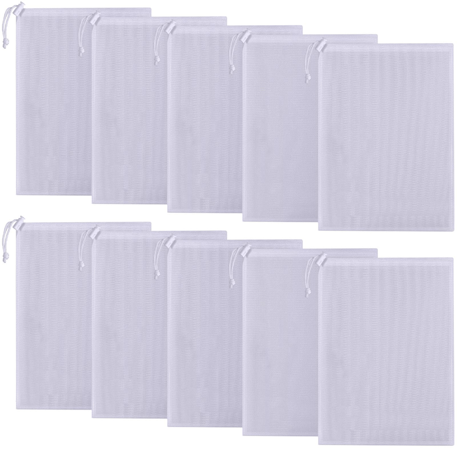 10 Pack Fine Mesh Bag Pull-N-Lock Cord Vacuum Pool Cleaner Pool Supply Replacement Pool Jet Vacuum Bag for Pool Leaf Vacuum Underwater Pool Vacuum Net Bag for Leaf and Debris Collection(24 x 16 Inch)