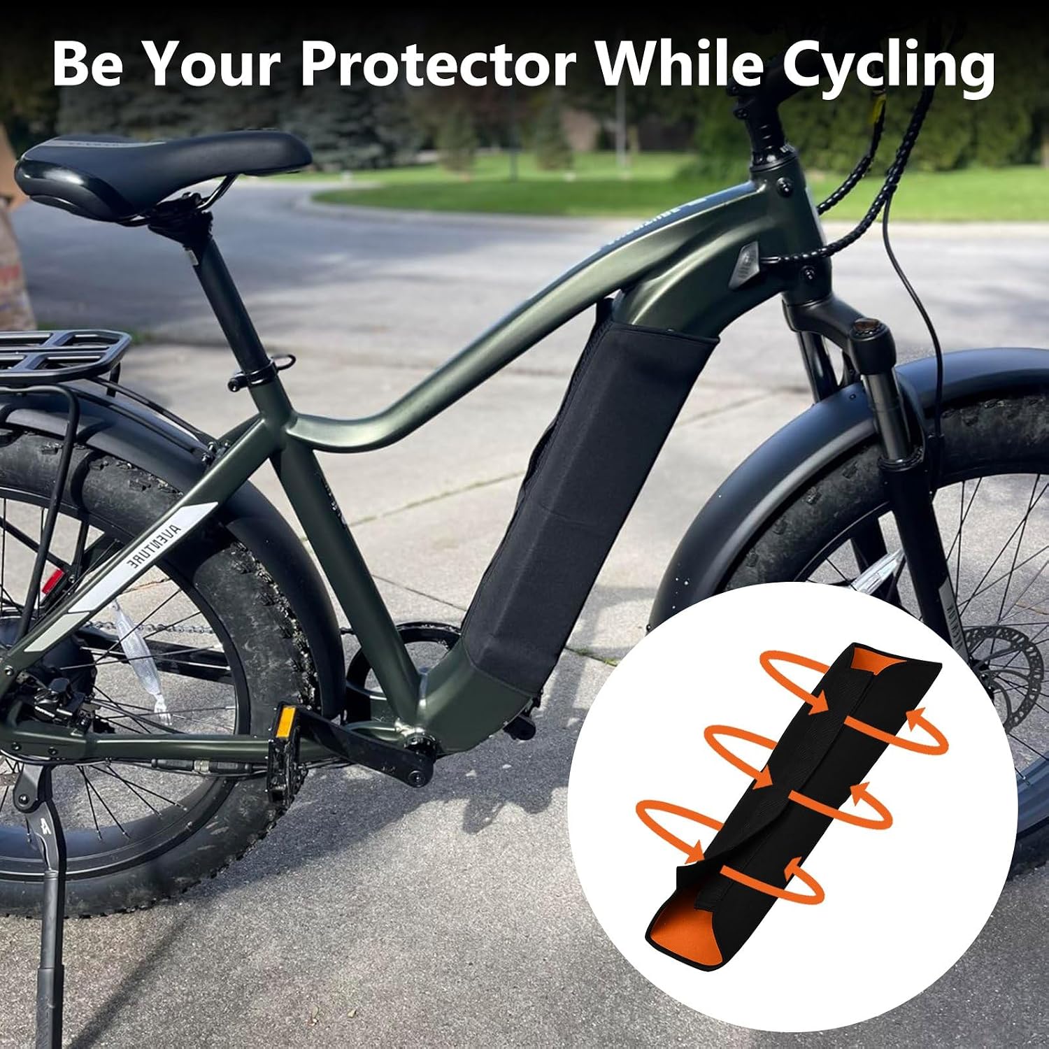 XhuangTech EBike Battery Cover Waterproof, Neoprene Electric Bicycle Battery Protector for 11-16.9in Frame, Thermal Dustproof Cover, Reflective Bike Battery Sleeve for Outdoor Riding, Cold Weather