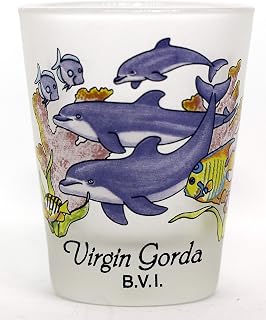 Virgin Gorda British Virgin Islands Dolphins Jumping Caribbean Shot Glass