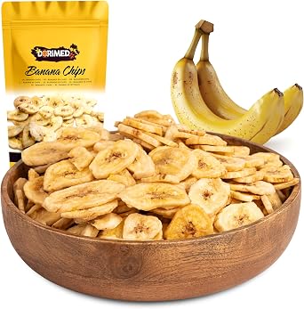 Banana Chips 1 kg | Dehydrated Banana Chips 2.2 Lbs | Raw and Dry Banana | Ideal as Snack | Banana Sweet Slices | resealable Bag | Dorimed