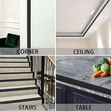 Trimold Brushed Black Aluminum Peel and Stick L Molding Corner Guards with 90 Angle for Wall Door Frame Cabinet Baseboard Protection and Decoration, 35.4in x 0.8in (3Pcs)