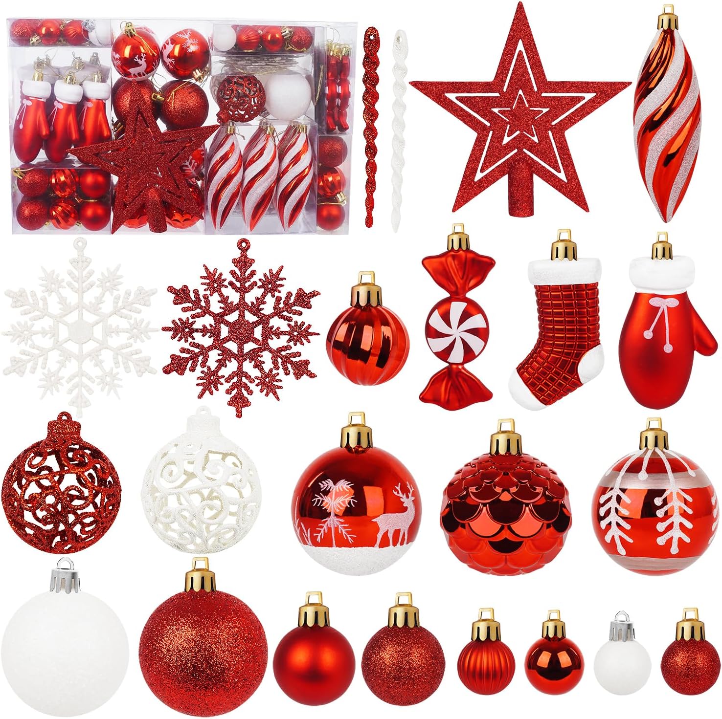 Artmag 135 Pcs Christmas Ball Ornaments Set, Pre-Tied Shatterproof Plastic Assorted Christmas Balls for Xmas Tree Hanging Decorations Festival Party Holiday Decor (Black)