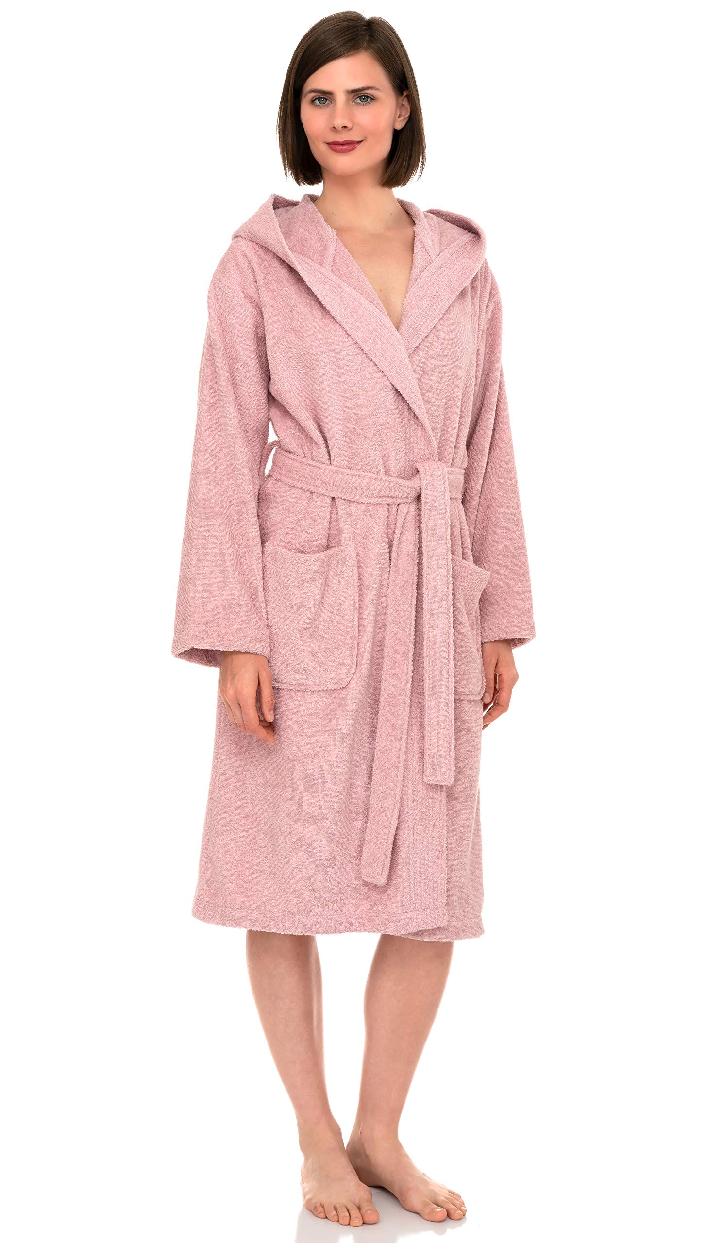 TowelSelections Womens Hooded Robe Cotton Soft Towel Bathrobe Terry Cloth Shower Bath Robes for Women XS to 3X