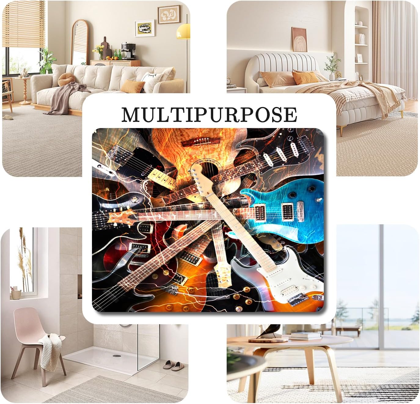 Large Area Rug Carpet Floor Washable Mats Rugs 5'x6' for Living Room Bedroom Home Decor Guitar Music Musical Instruments