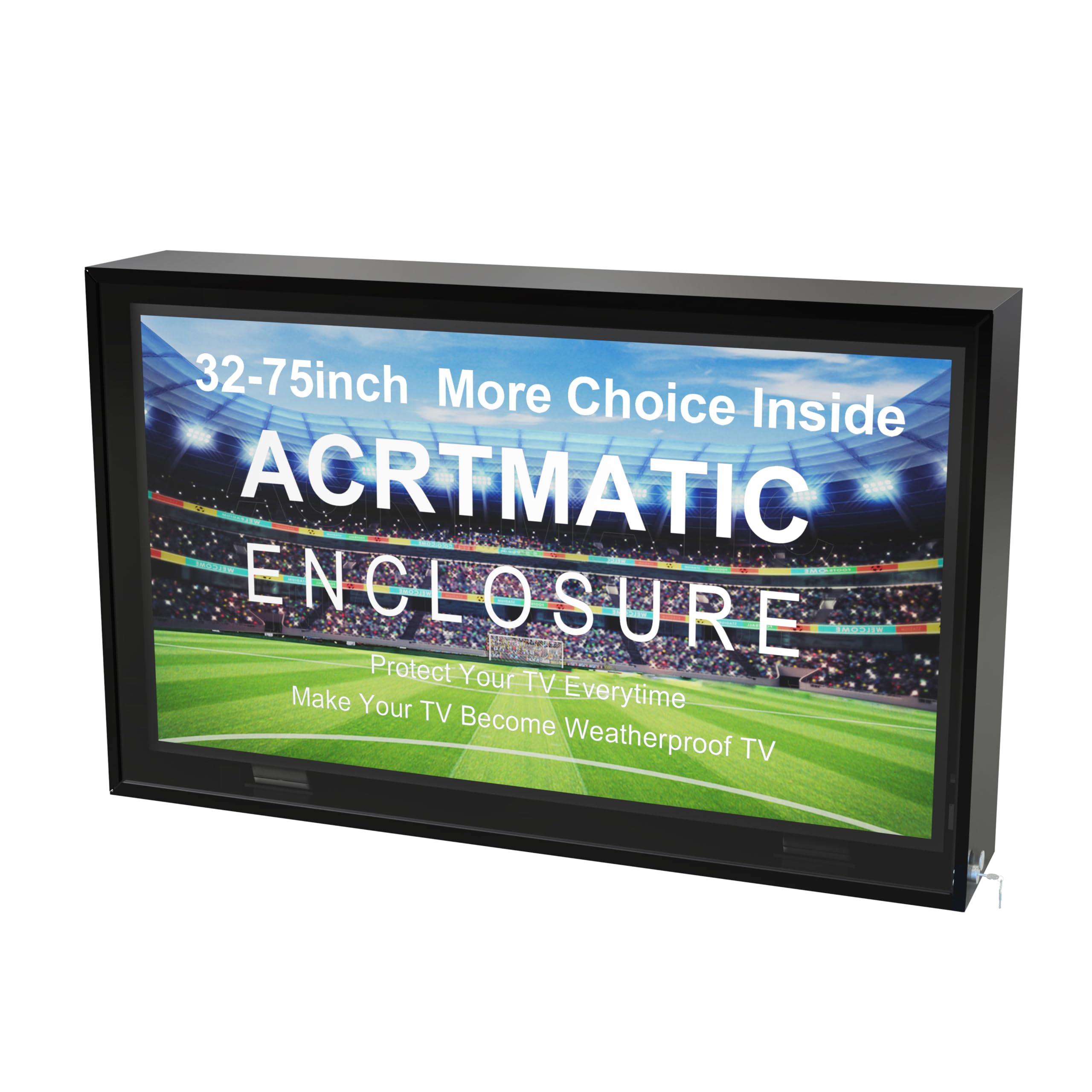 70-75inch Weatherproof Outdoor TV Cover, Hard and Durable, Clear Television Enclosure for Outside watching, with TV Wall Mount and Cooling Fans Included
