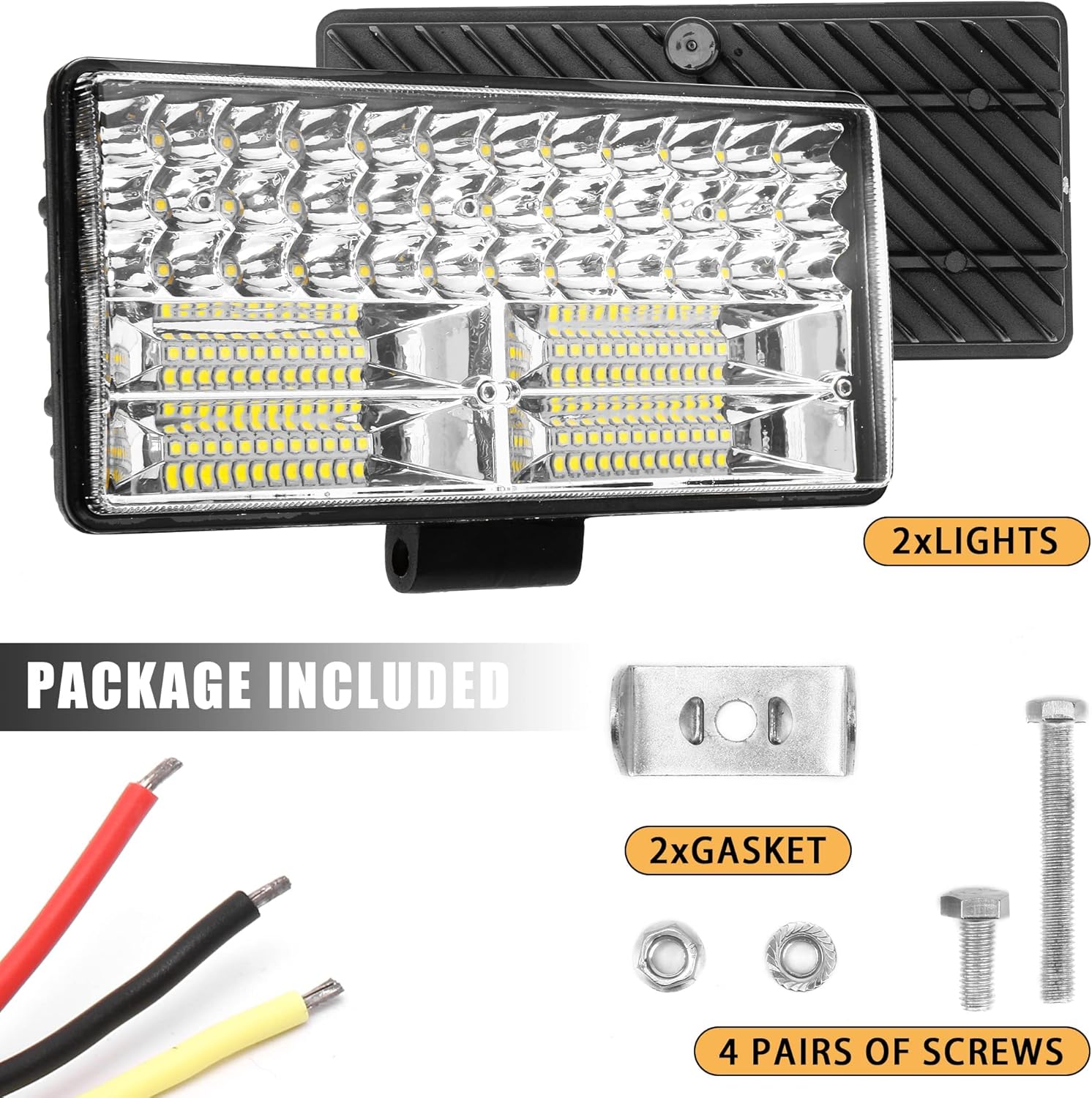 HUSUKU Led Work Light for Truck, 9 inch 12-80V 84LED 32000lm 250W Spot & Flood Combo Off Road Lights Bar Waterproof Led Driving Light Assemblies for Tractor Pickup Cabin Boat Car Jeep SUV ATV (Pair)