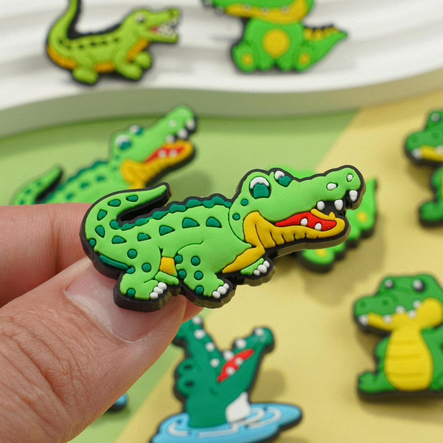 10PCS Cute Crocodile Shoe Charms – Funny Alligator PVC Animals Decorations Charms for Shoes, Wristbands, Bags, Gifts for Birthday, Holiday, Party.
