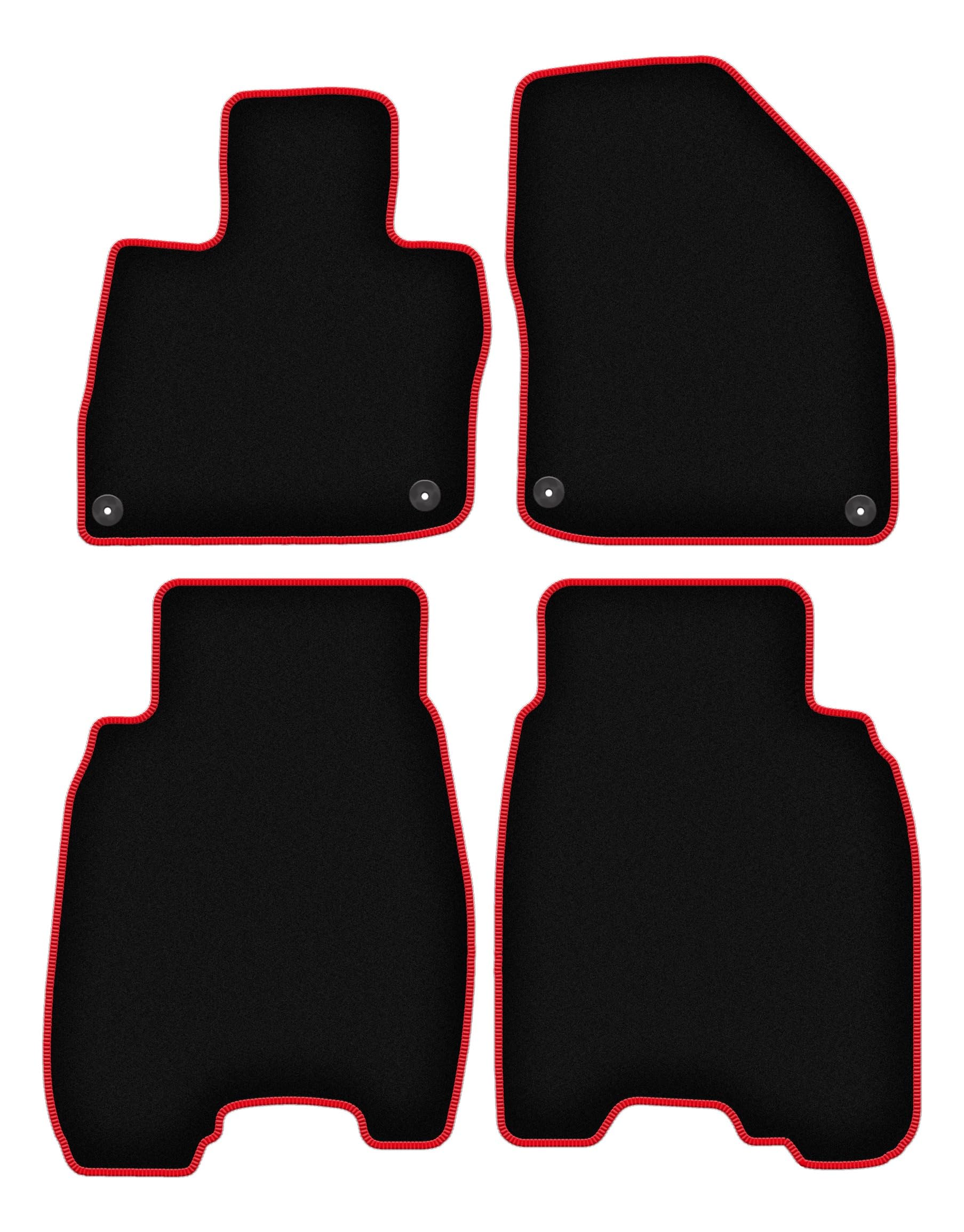 welurowe dywaniki samochodowe kompatybilne z Honda Civic VIII (UFO) hatchback 2006-2012 – Dobra Jakość - welurowe w kolorze czarno-czerwonym 4-częściowy komplet