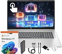 HP 17.3" HD+ Touchscreen Laptop: Intel Core Ultra 7 255U, 16GB DDR5 RAM, 3TB Storage + Docking Station, Wi-Fi 6, Win 11 Pro Silver
