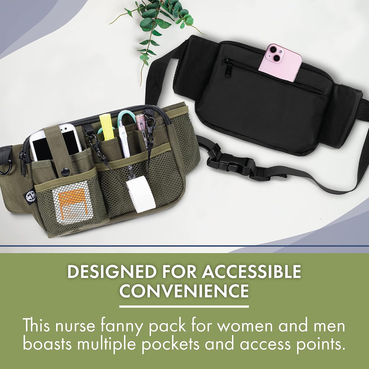 First Lifesaver Nurse Fanny Pack with Multi-Compartment and Tape Holder For Nurses and Nursing Students (Moss) image 5