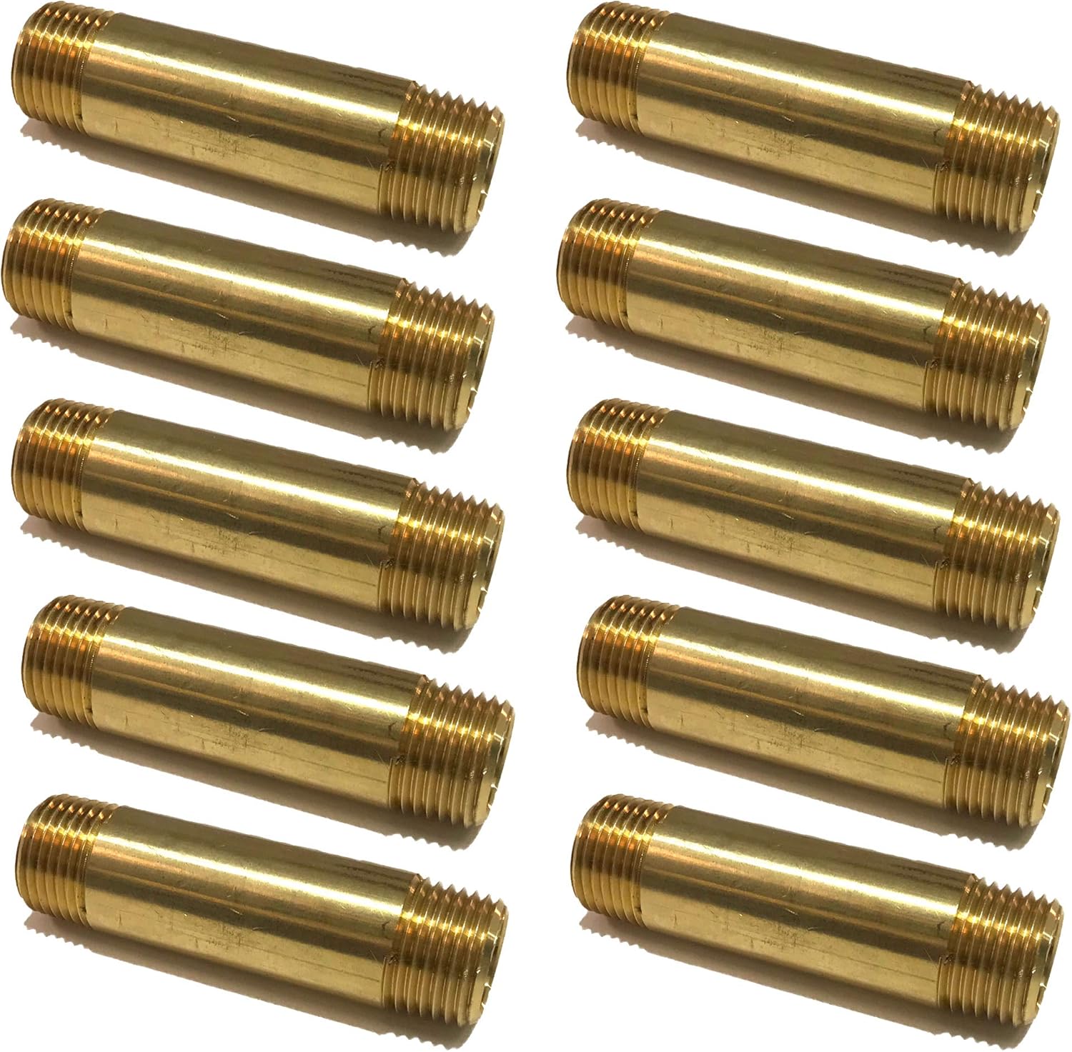 Brass Long Nipple 1/2" X 1/2", 3" Length, Male NPT MNPT Fuel/AIR/Water/Oil/Gas WOG (Qty 25)