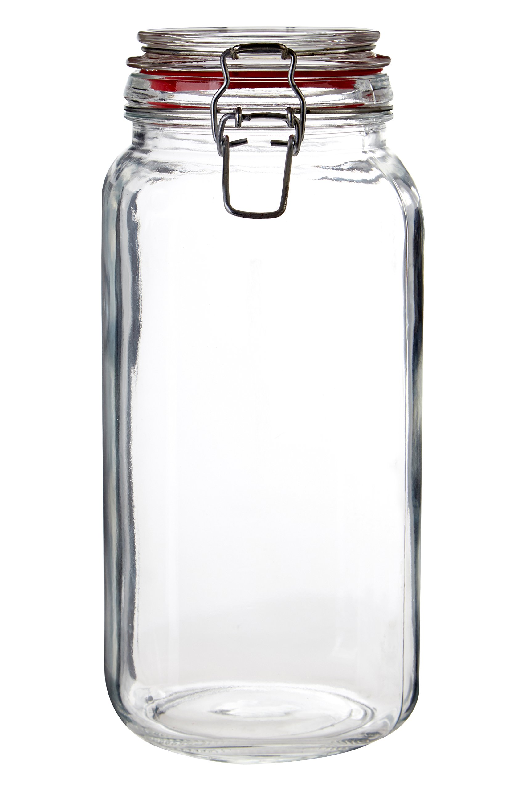 B&Q -  Durable 2000Ml Airtight Glass Storage JarStylish Glass Jar With LidStainless Steel Locking Storage Jars
