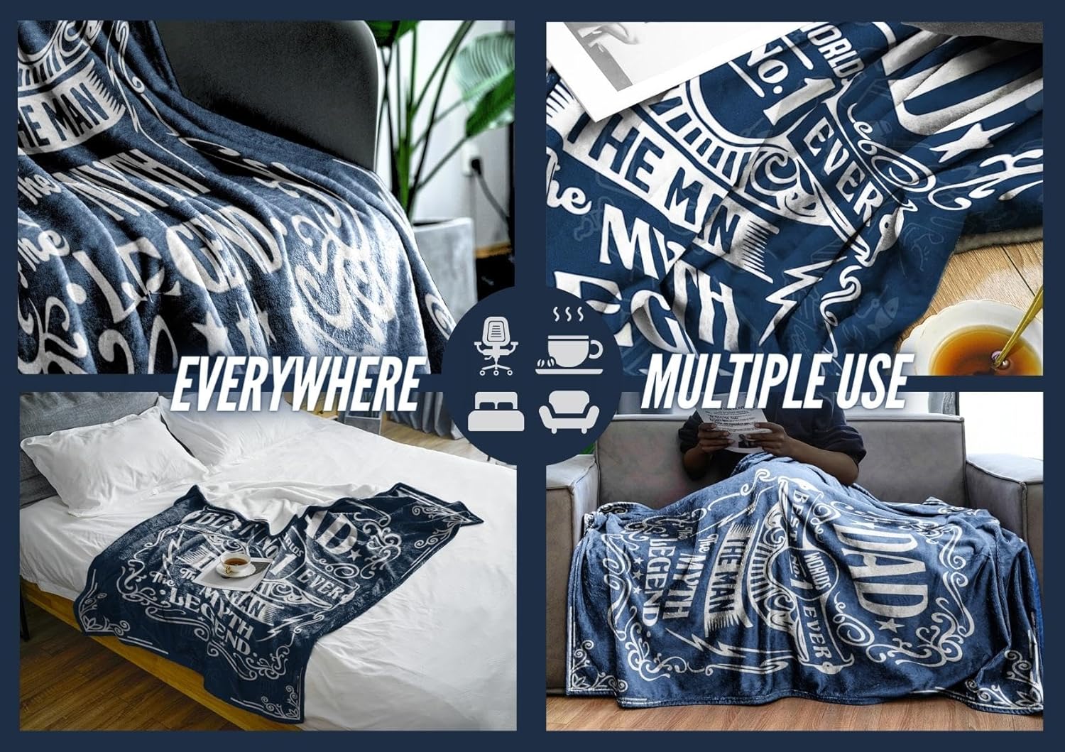 InnoBeta Gifts for Dad, Fathers Day Blanket, Dad Gifts, The Man The Myth The Legend Throw Blanket 50x65 - Image 6