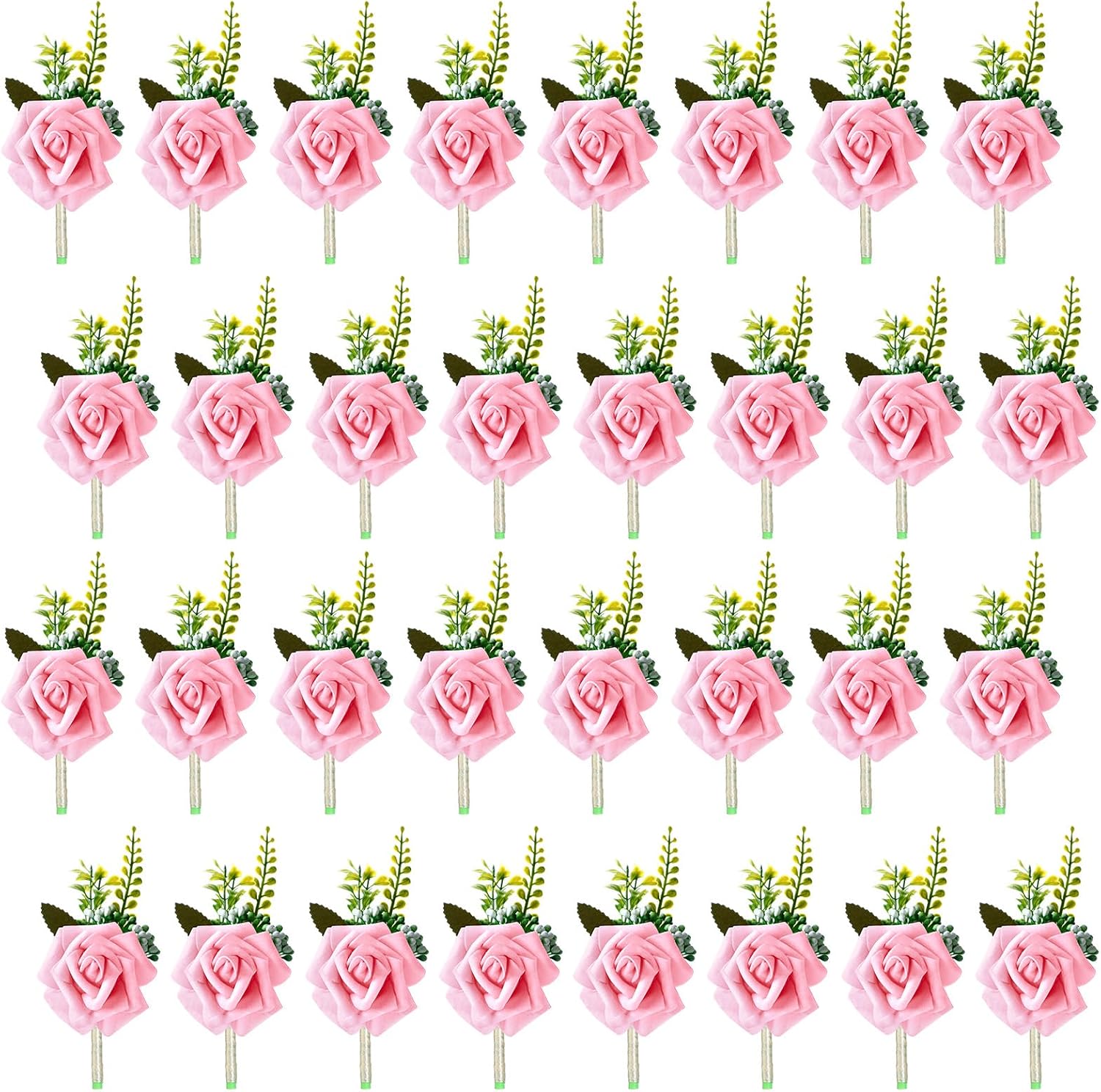 Retrowavy 32 Pcs Rose Boutonniere Pins for Men Groom and Best Man Boutonnieres with Pins Groom Boutonniere with Artificial Fake Corsage for Wedding Prom Ceremony Anniversary Dinner