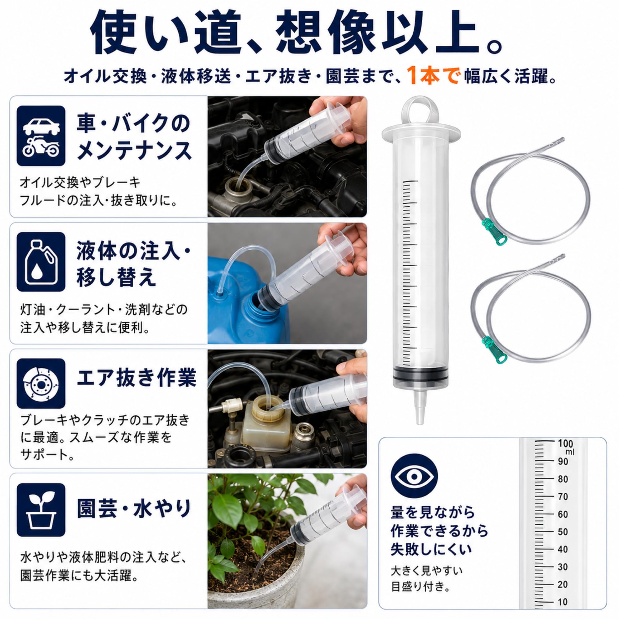Amazon.co.jp: Alpha Depot 注射器 シリンジ オイル交換 チューブ 液体