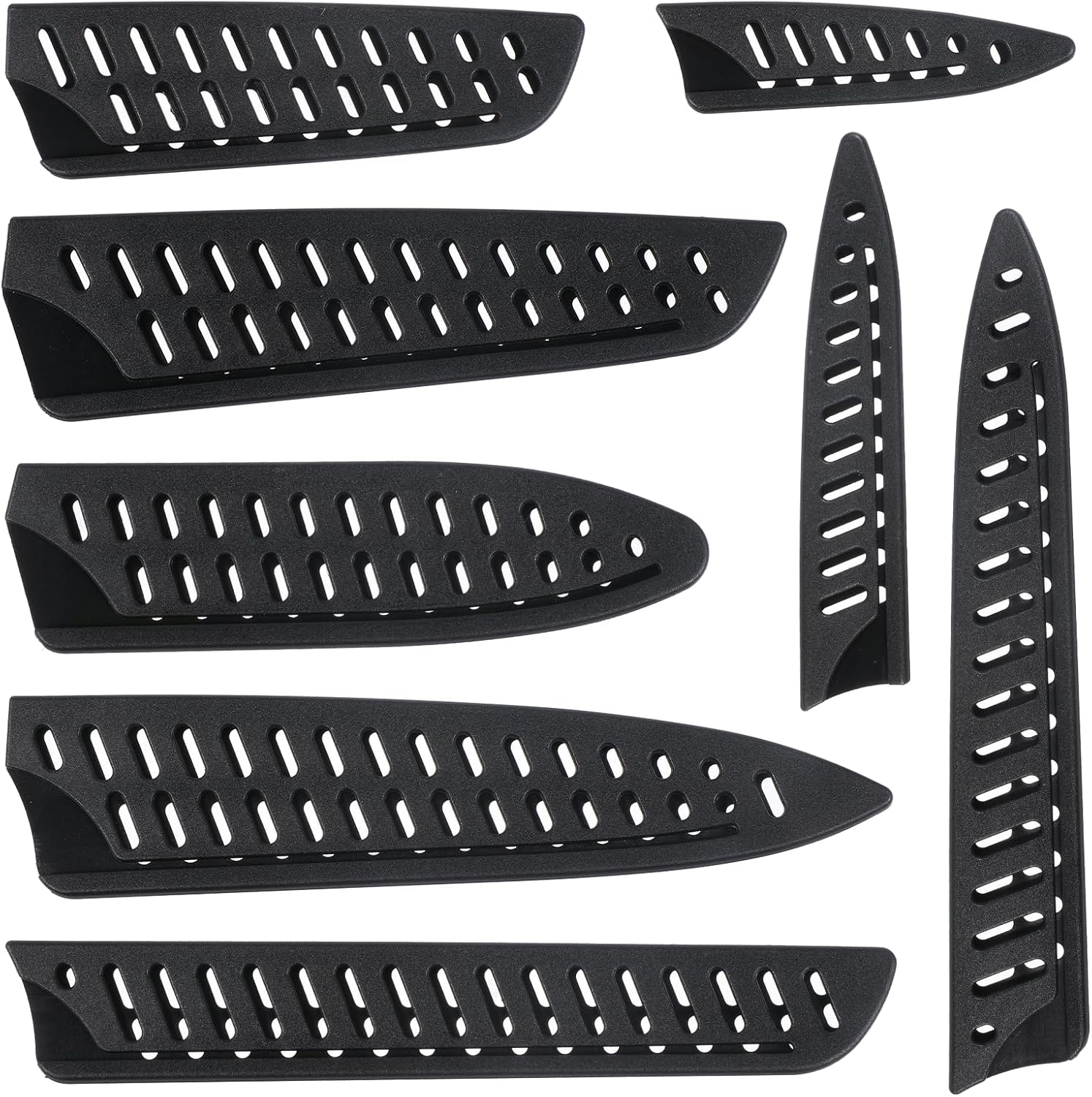 simarro 8 Pieces Universal Knife Guards Set, Kitchen Knives Sheath, and Safety Knife Covers, Paring Knives with Sheath for Paring Utility Santoku Nakiri Cleaver Bread Carving Chef Knifes Black
