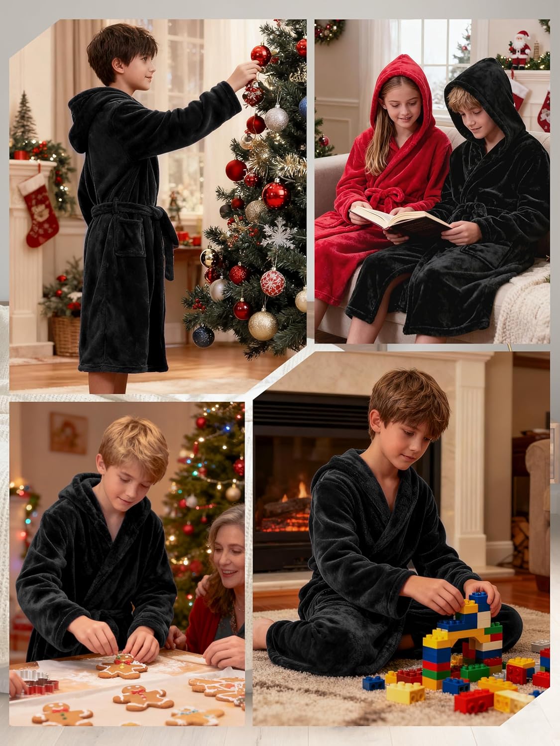IHU Boys Fleece Robe, Kids Hooded Soft Fuzzy Robes Bathrobe Toddler Flannel Pajamas Sleepwear Spa Plush Robe for Boys Girls - Image 4
