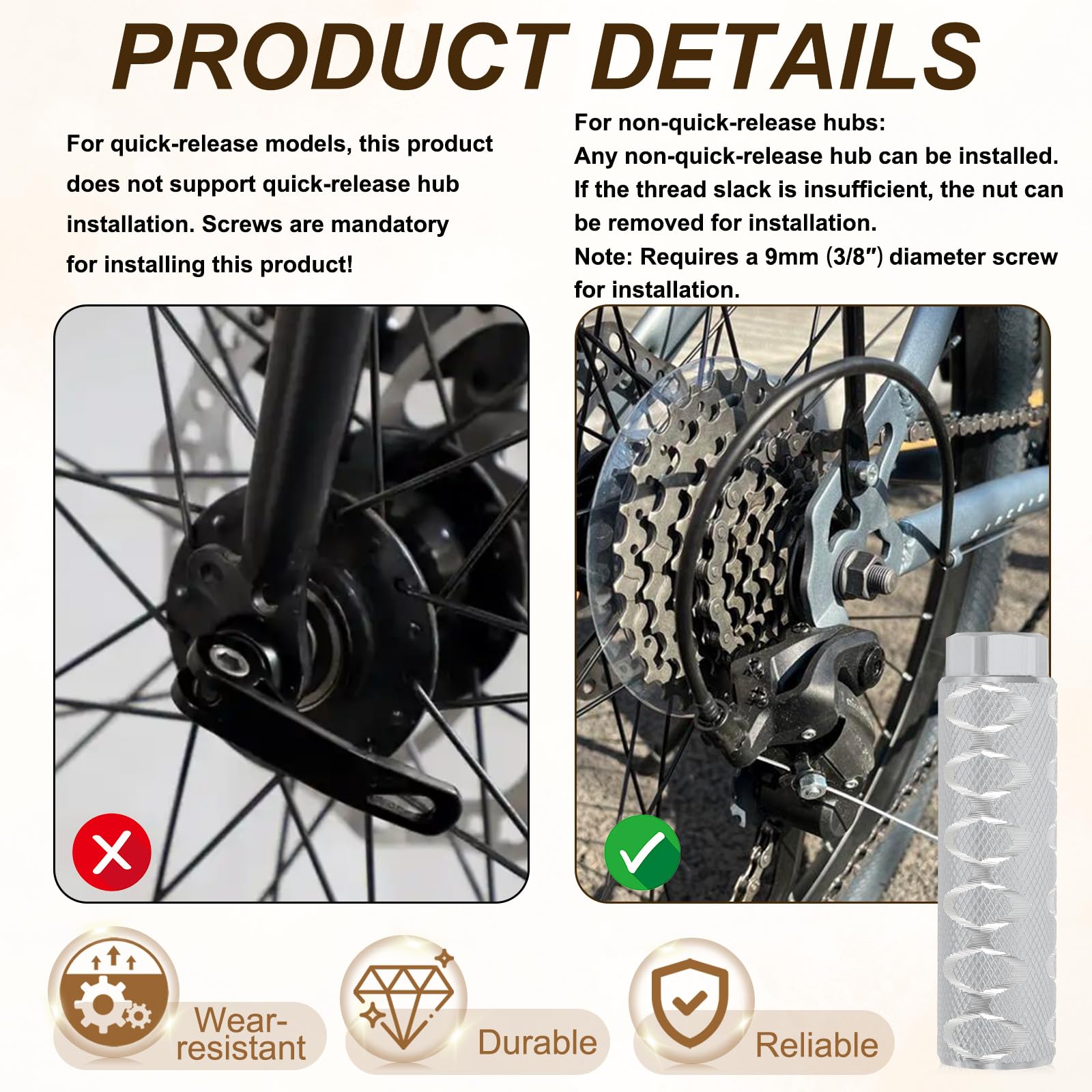 PATIKIL Fahrrad-Pegs passen auf 3/8-Zoll-Achsen, 4er-Pack Aluminiumlegierung Anti-Rutsch-Fußfahrrad-Pegs für BMX Mountain Dirt Bike Cycling Rear Stunt Pegs, Silber
