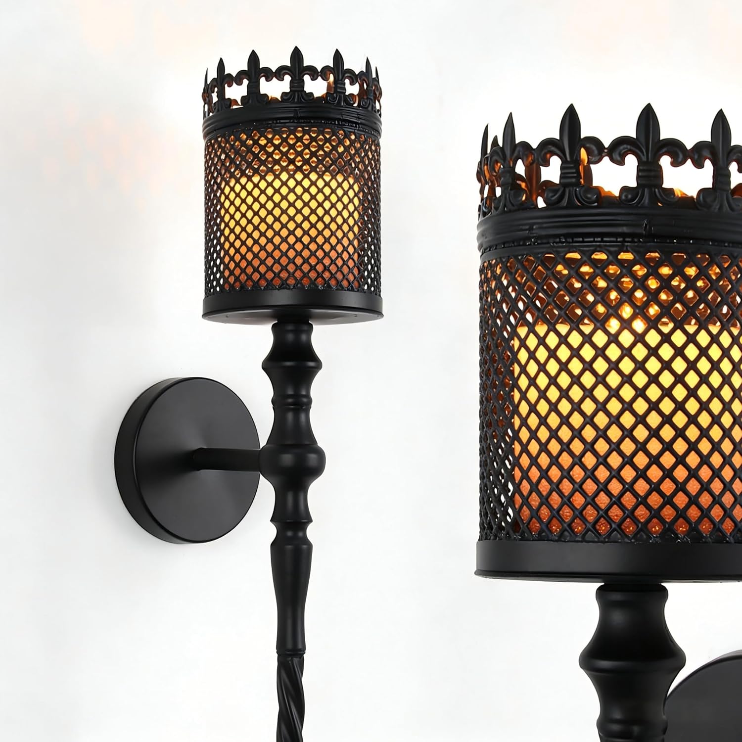 Candle Sconces Set of 2 Long Wall Candle Holder Large Black Gothic Vintage Wall Sconce Decoration for Dining Room, Living Room, Office, Bathroom