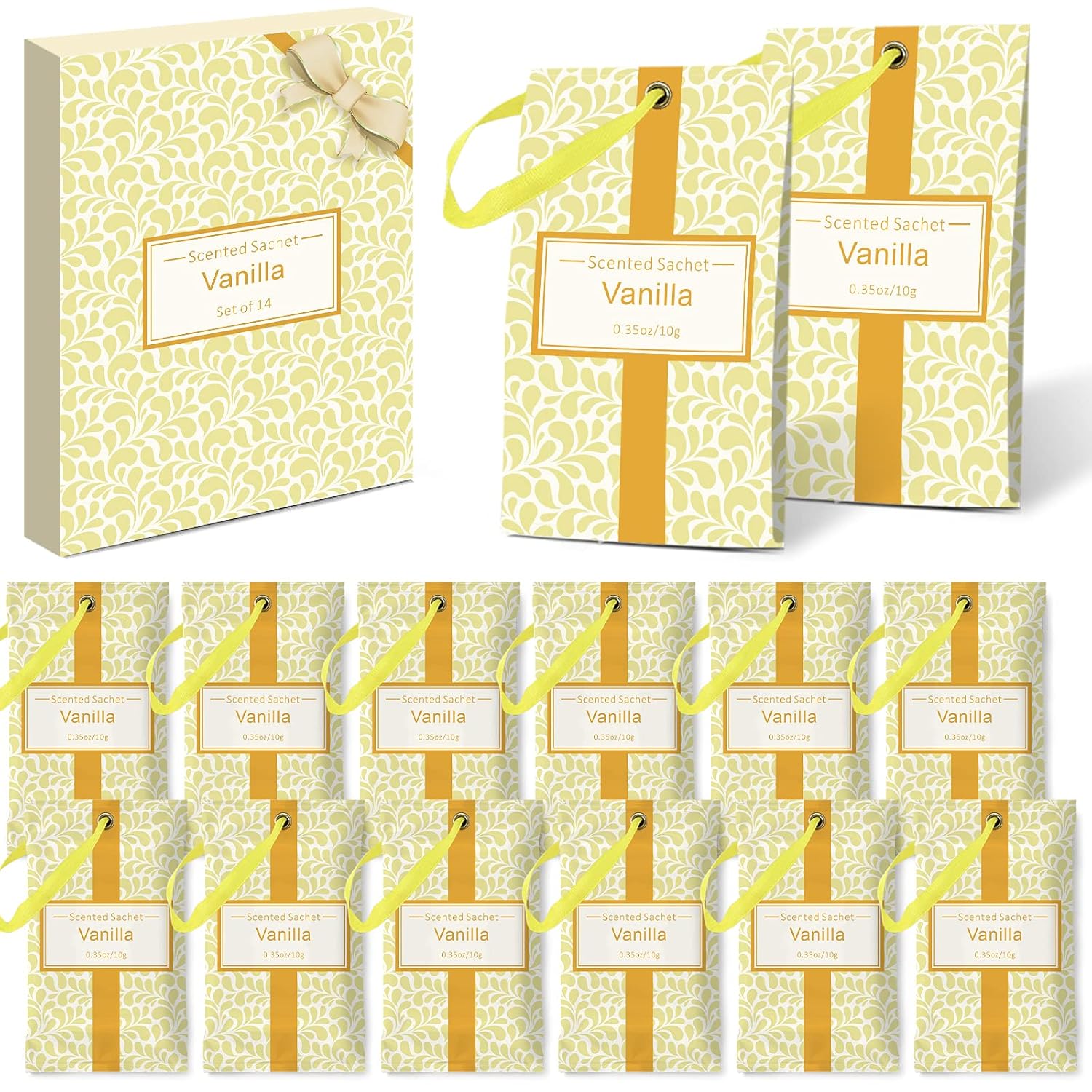 LASENTEUR (10g x 14 Sachets Fresh Vanilla Scented Sachets for Perfume
