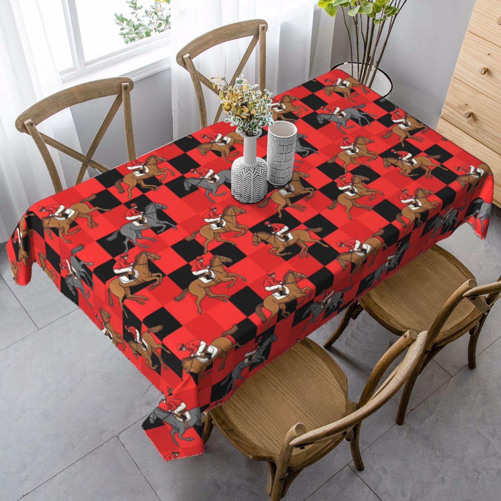 Nappe de table courses hippiques 137x183cm housse imperméable