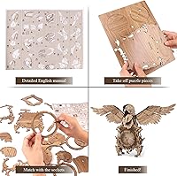 Vista 6 de nicknack Rompecabezas de madera 3D Eagle Clock Kits de modelo mecánico de madera para adultos niños regalo