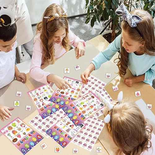 Miniatura 10 de Juego de bingo de animales para niños y niñas, adultos, 24 jugadores, tarjetas de bingo de animales, suministros para fiesta de cumpleaños,