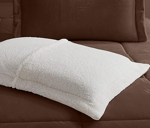 Miniatura 10 de Elegant Comfort Juego de edredón sherpa ultra afelpado de 3 piezas, color sólido y reverso esponjoso, apto para todas las estaciones, peso pesado,