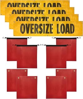 Oversize Wide Load Safety Signs Warning Flags Kit for Trucks and Pilot Cars - Includes 4 Mesh 18