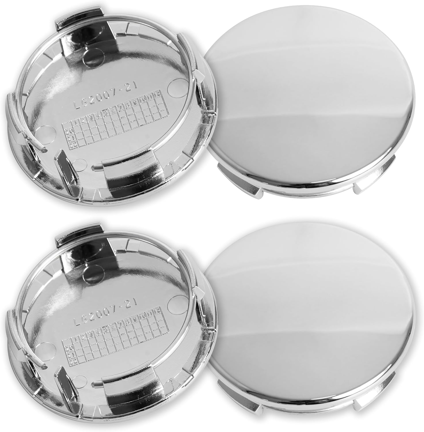 2.25Inch 57MM Wheel Center Caps for Tesla 600587900A Rim Hub Caps, Pack of 4 (Chrome, Outer 57MM, Inner 50MM)