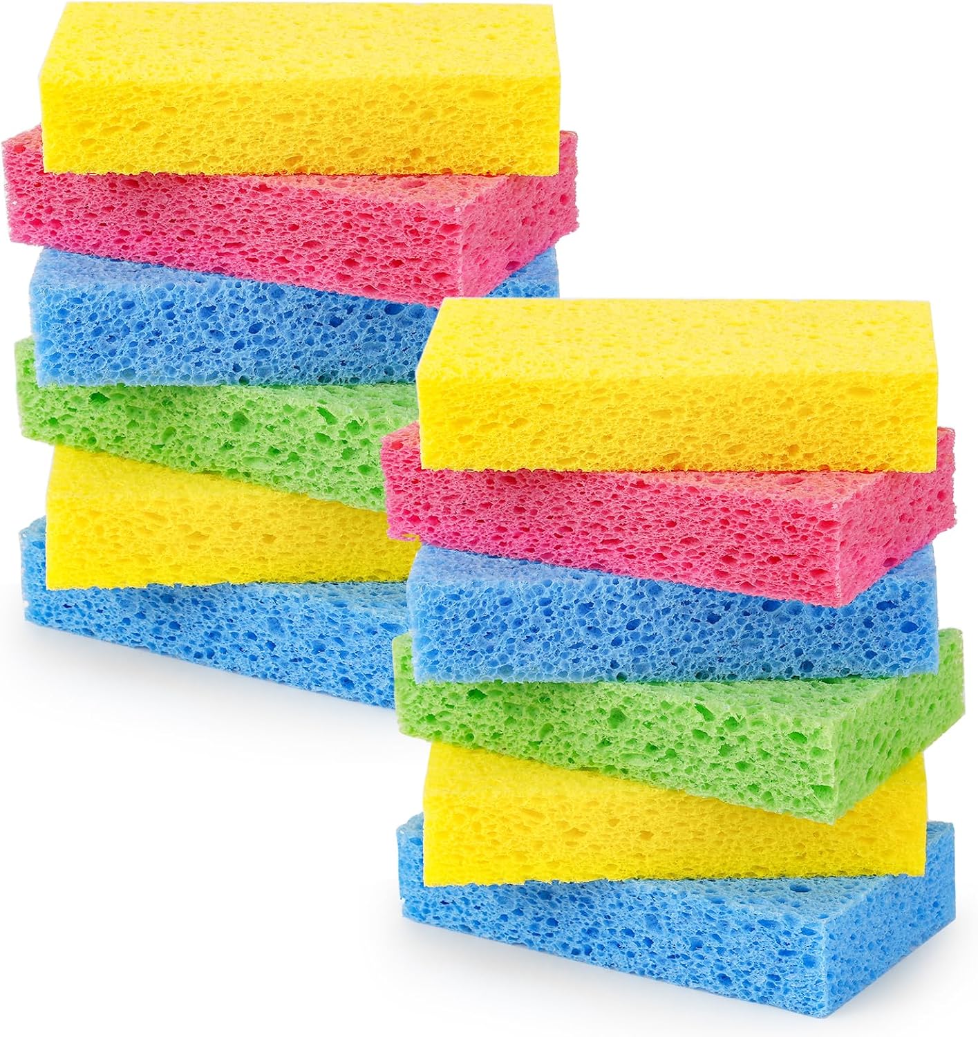 Temede 12-Count Cellulose Sponges, Heavy Duty Kitchen Sponges, Non-Scratch