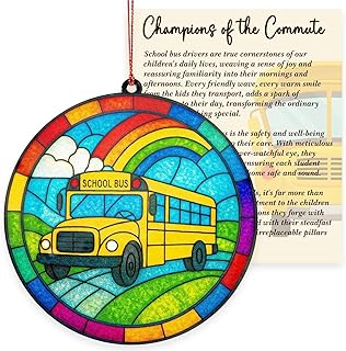 Bus Driver Gifts, Bus Driver Appreciation Gifts, School Drivers Appreciation Gift for Men, Women, Thank You Gift for School Bus Driver, Acrylic Suncatcher Effect Christmas Ornaments