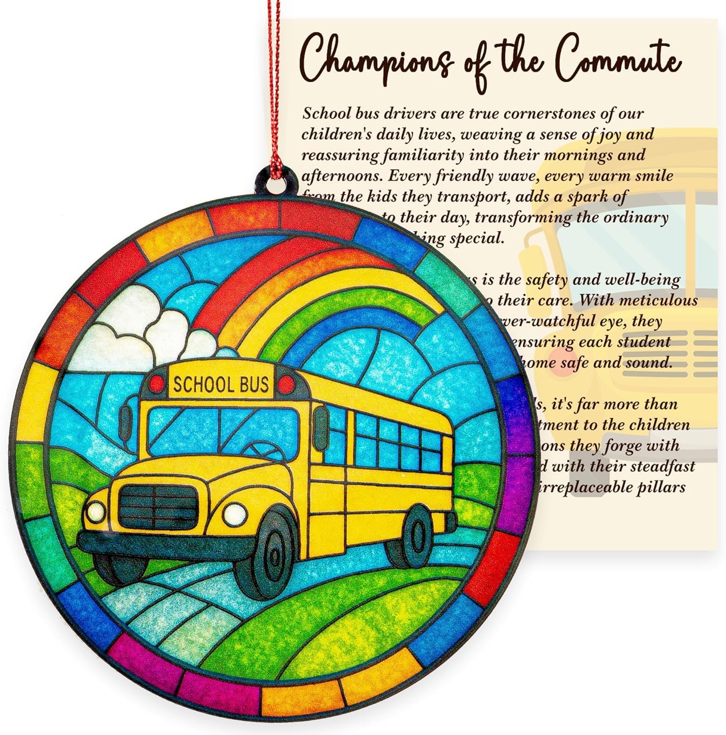 Bus Driver Gifts, Bus Driver Appreciation Gifts, School Drivers Appreciation Gift for Men, Women, Thank You Gift for School Bus Driver, Acrylic Suncatcher Effect Christmas Ornaments