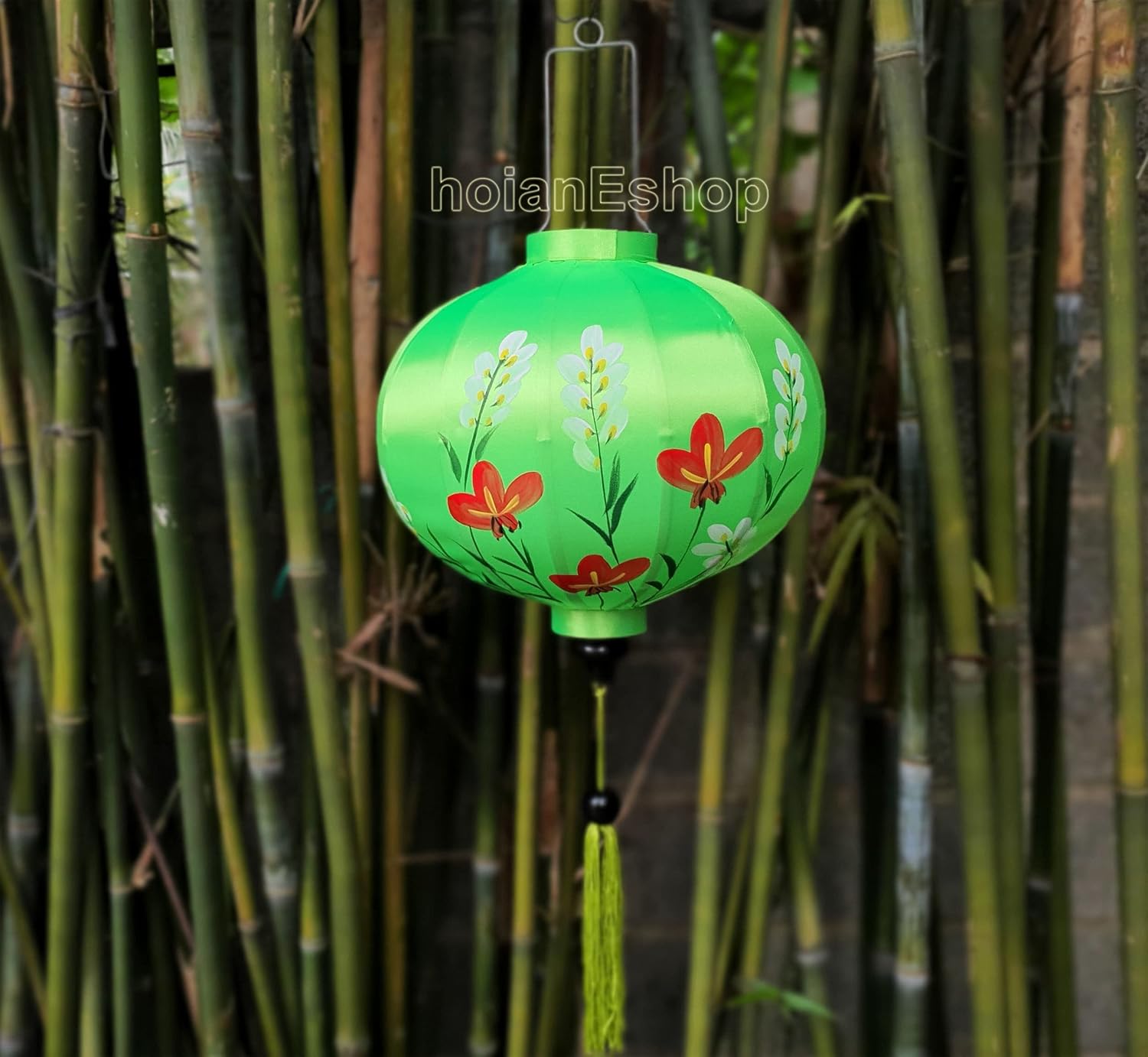 Wedding Silk Lanterns 16” Hand Painted Tulips on Vietnam Hoi an Silk Lanterns for Outdoor Wedding Party Decorative Restaurant Decorations Lanterns for Porch Patio Decor (Set of 2 pcs)