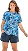 Women's Plus Size Chlorine-Resistant Crewneck Relaxed-Fit Swim Tee