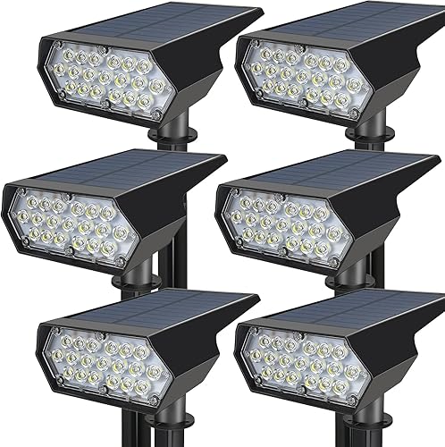 Focos solares para exteriores  6 focos solares para exteriores impermeables IP65, focos solares impermeables al aire libre, luces solares de