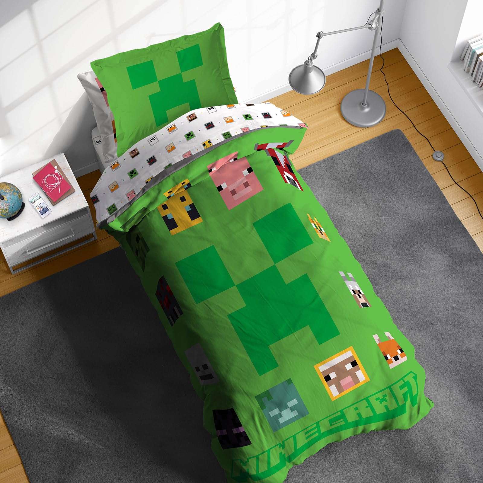 Sunny Side UpSunny Side Up Minecraft Twin Comforter Set - 5 Piece Kids Bedding Includes Comforter, Sheets & Pillow Cover - Super Soft Gamer Microfiber Bed Set