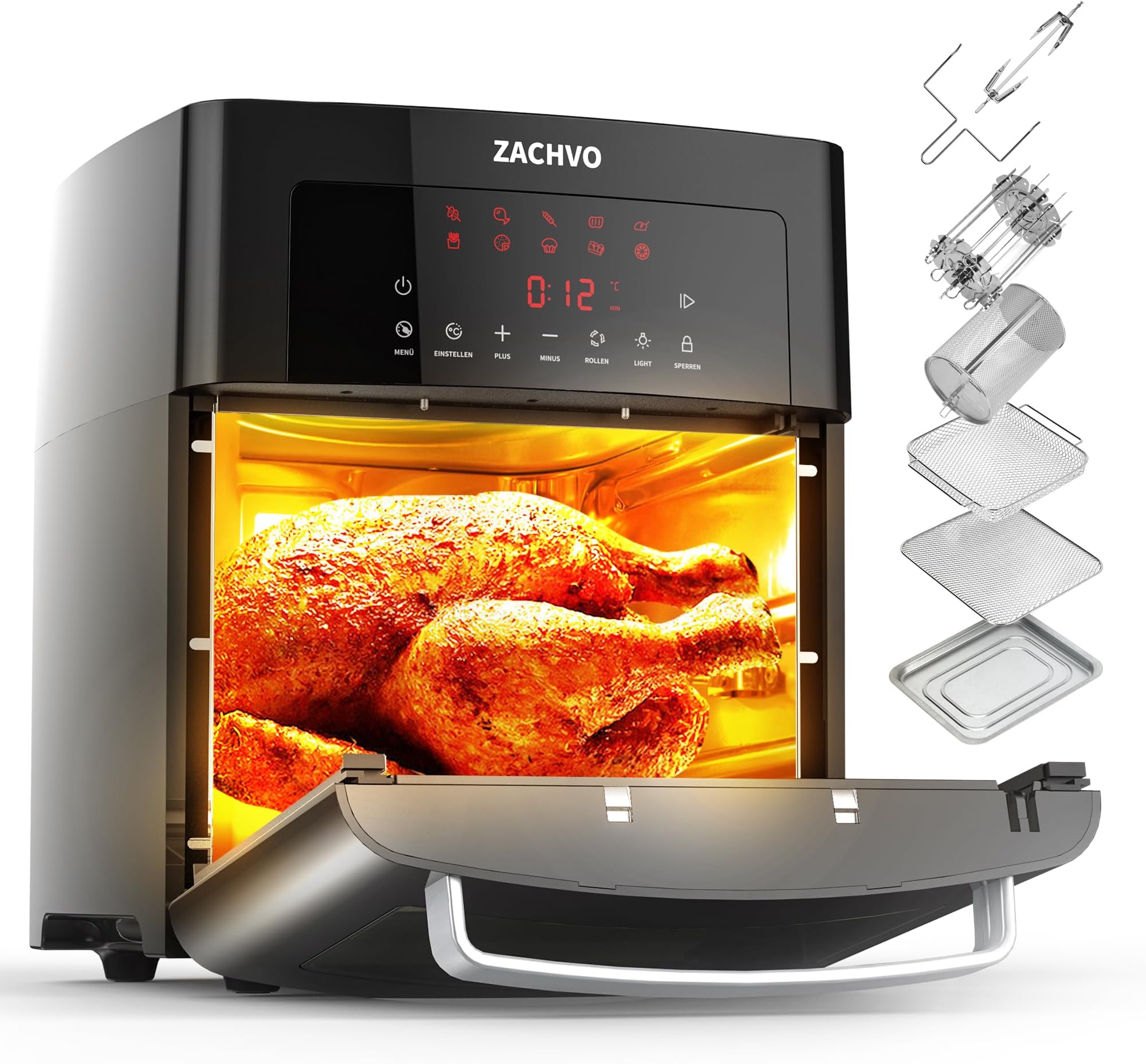 Panana Heißluftfritteuse 3,2 L – Rapid AirFryer, 1200 W, 200 °C, Timer 30 Min, 8 Programme, Automatische Abschaltung – Fettarmes Frittieren Für Zuhause