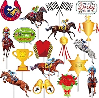 36Pcs Horse Derby Cupcake Toppers Horse Racing Birthday Party Decorations Equestrian Baby Shower Decorations for Equestrian Horse Theme Birthday Party Supplies